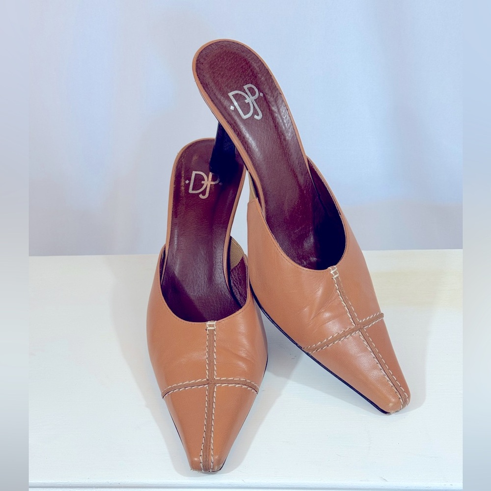 Donald J. Pliner Camel leather mules